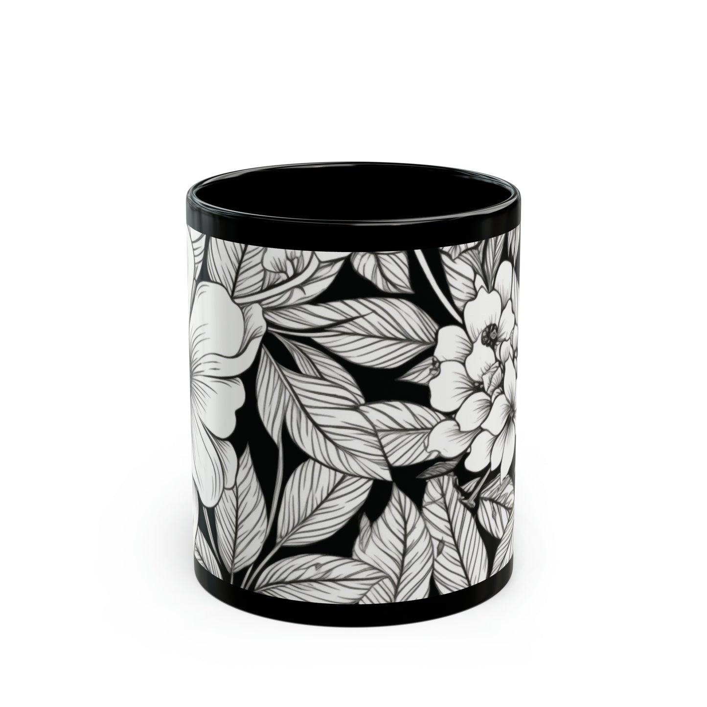 Black and White Flower Mug (11oz)