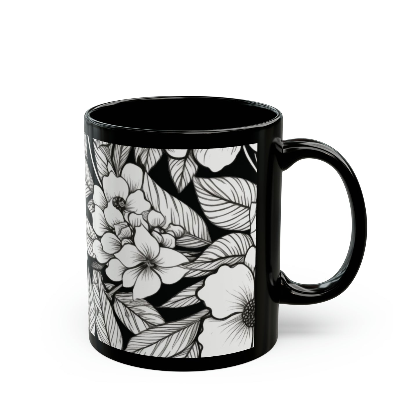 Black and White Flower Mug (11oz)