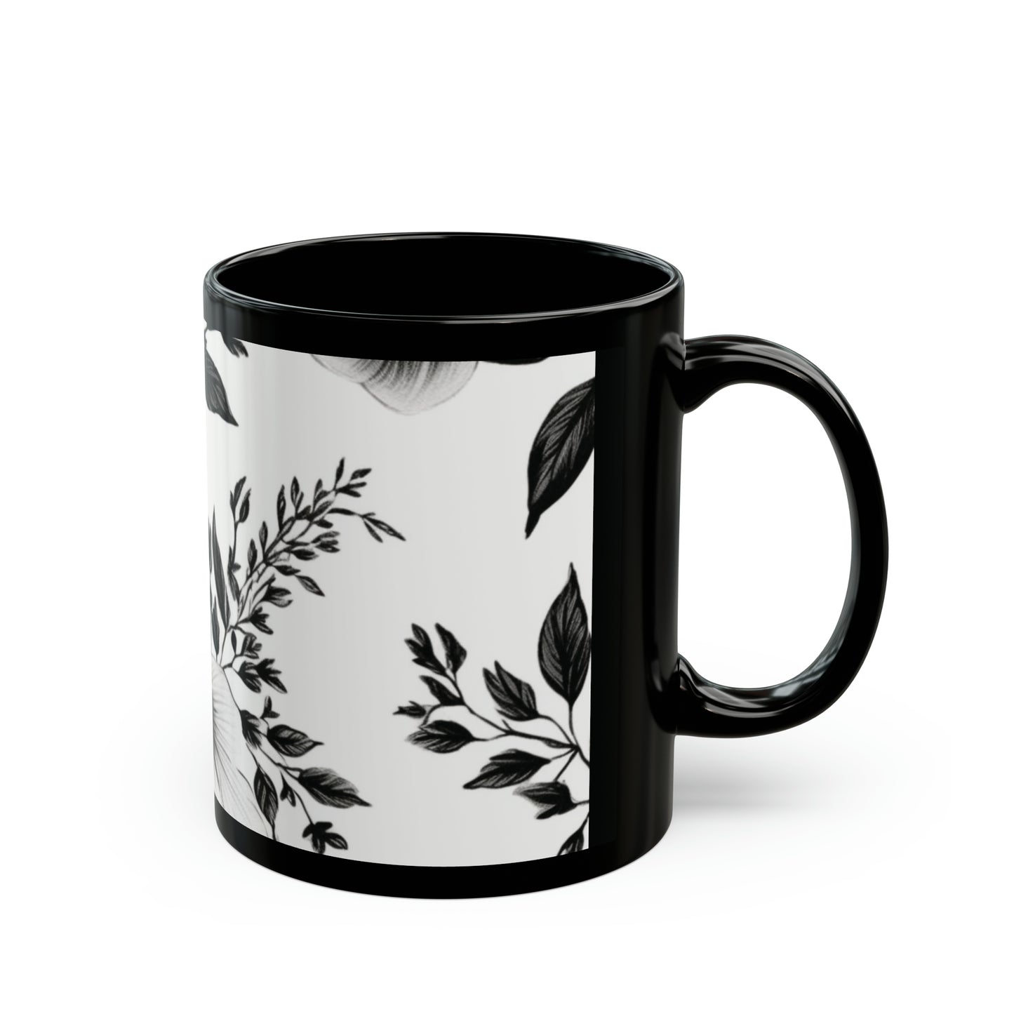 Black and White Flower Mug (11oz)