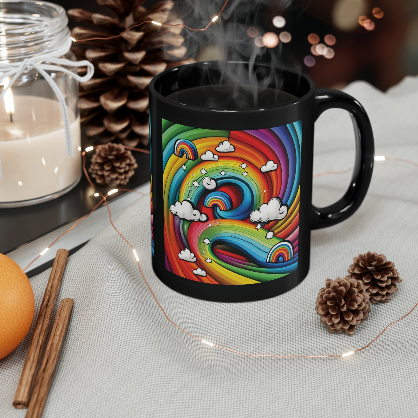 Black Rainbow Cloud Mug (11oz)