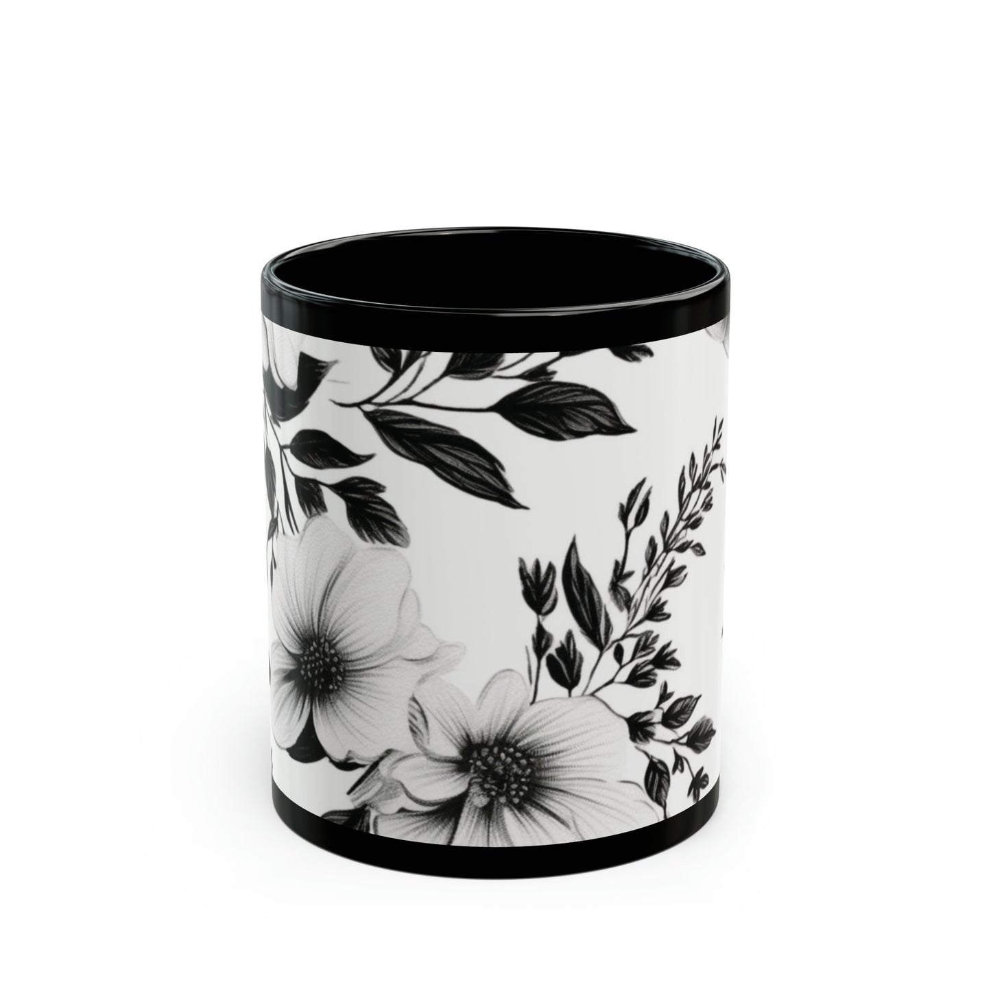 Black and White Flower Mug (11oz)