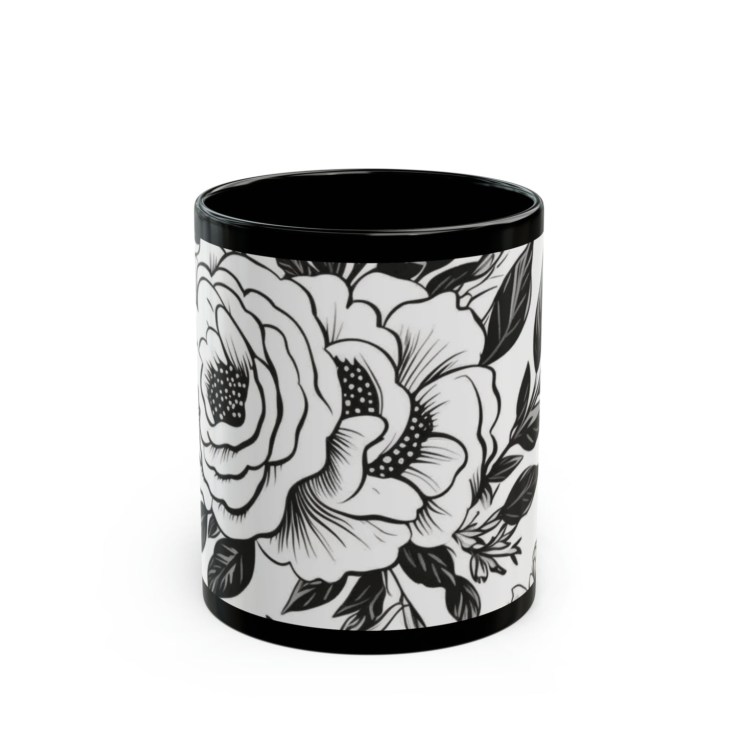 Black and White Flower Mug (11oz)