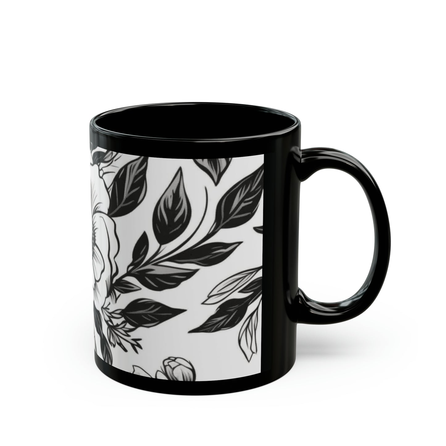 Black and White Flower Mug (11oz)