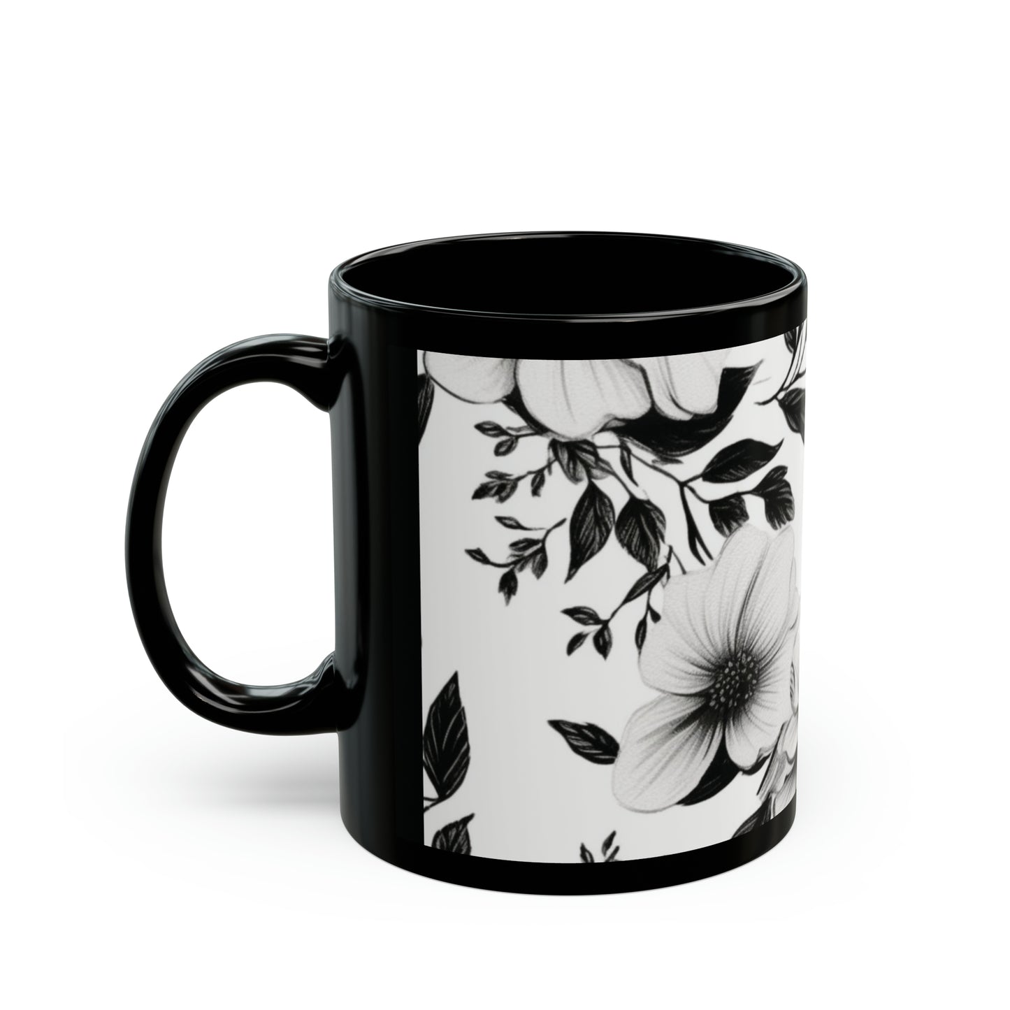 Black and White Flower Mug (11oz)