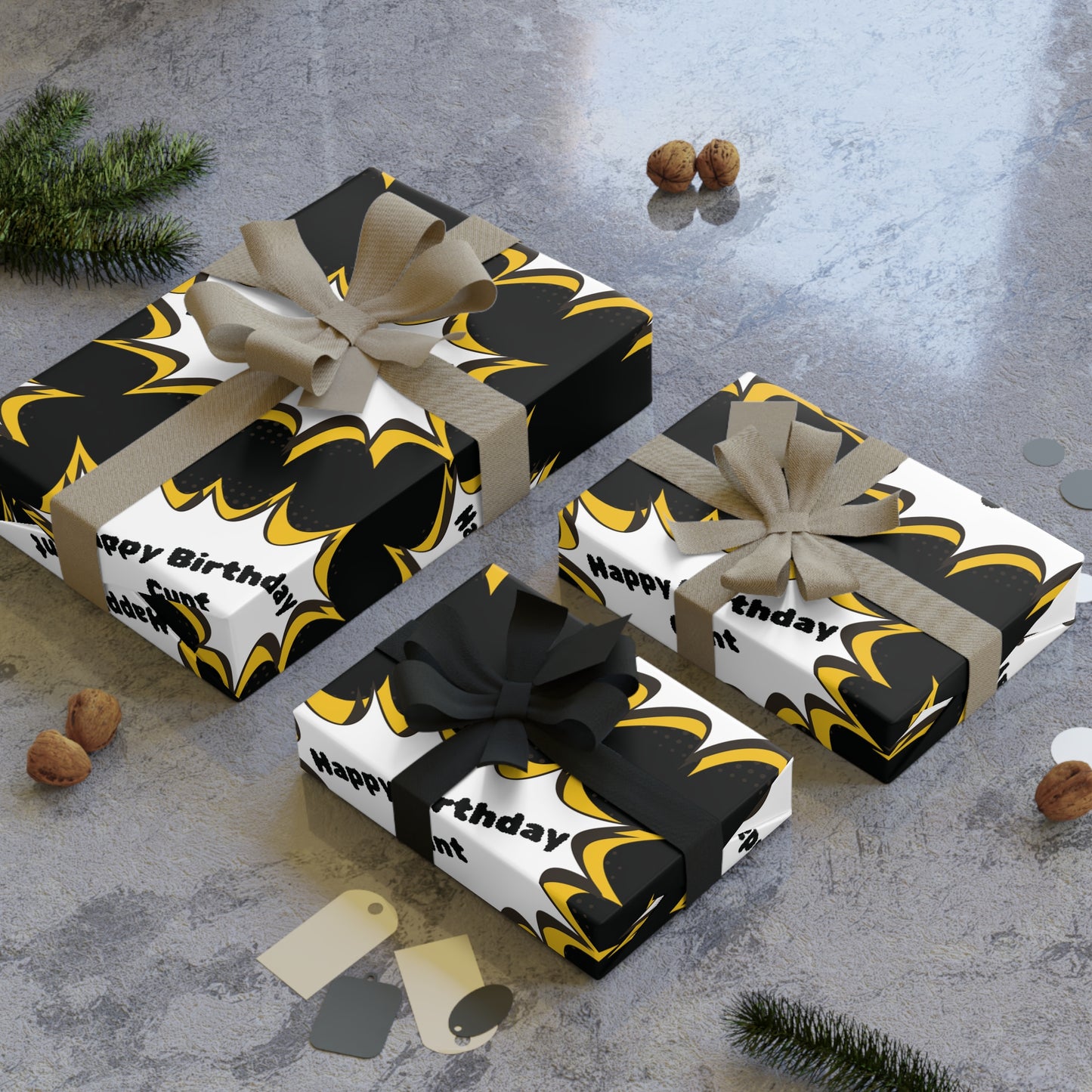 Black Funny Birthday Gift Wrapping Paper Rolls, 1pc