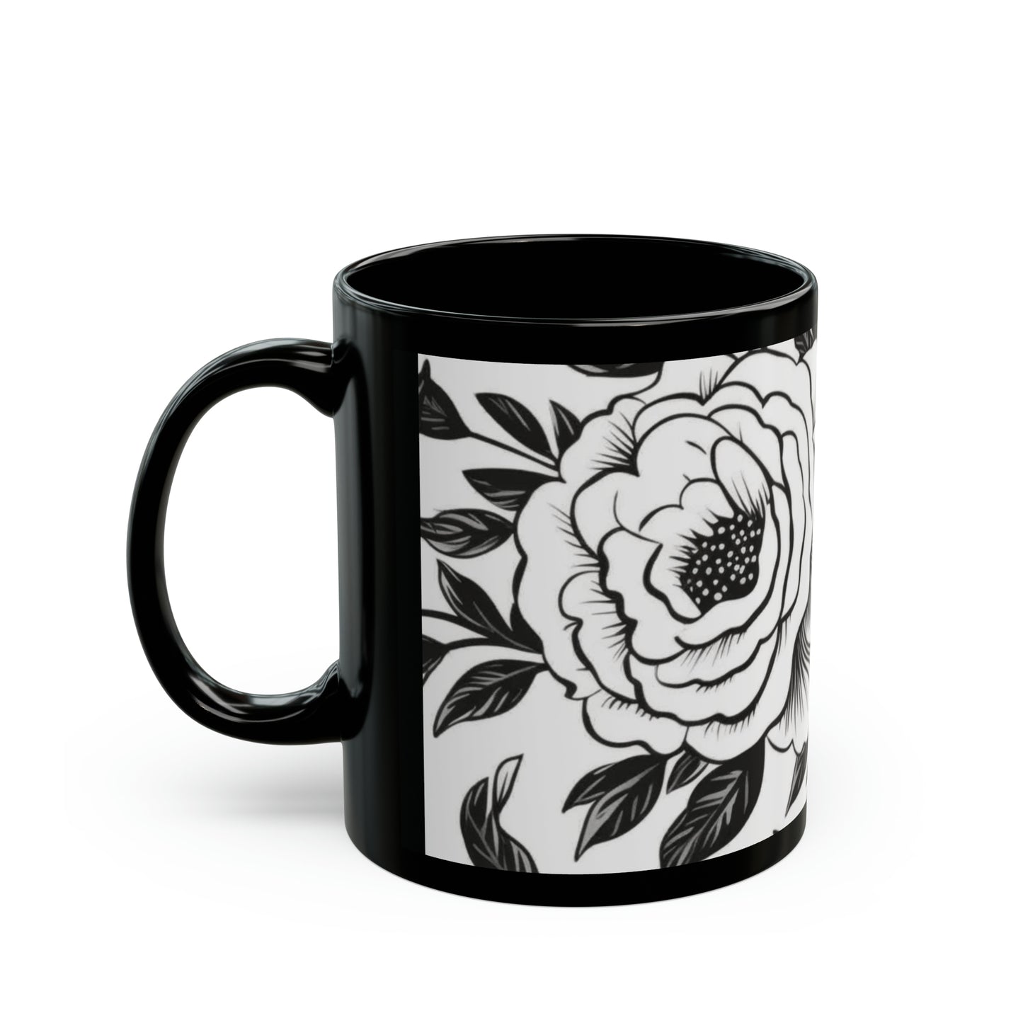 Black and White Flower Mug (11oz)