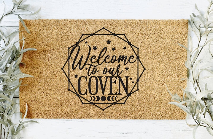 Coven doormat, welcome, witch, warlock, gothic